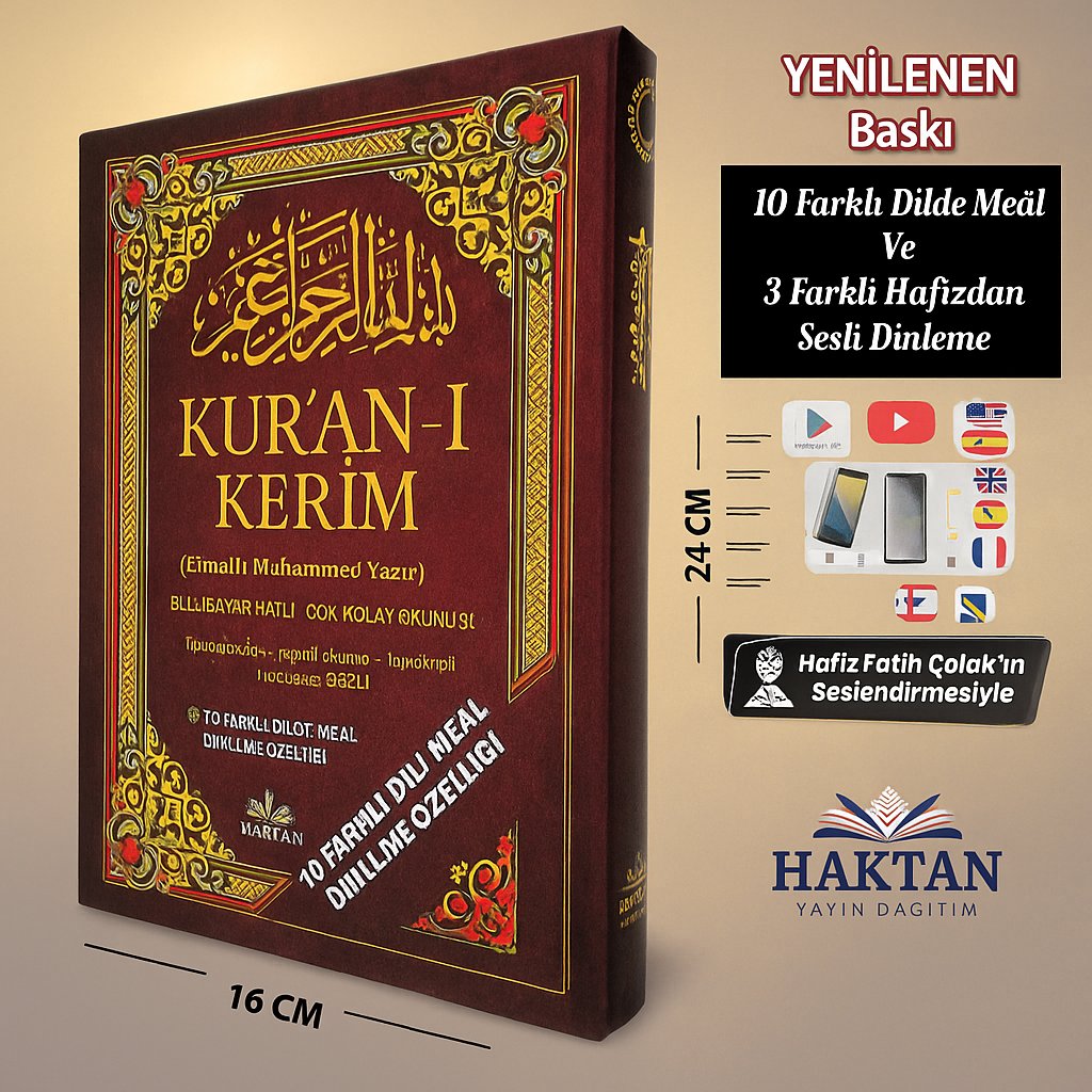 A_digital_photograph_features_a_hardcover_Turkish_optimized Ortaboy 5 Özellikli Kur’an-ı Kerim (Siyah) - Haktan Yayınevi - Görsel 1