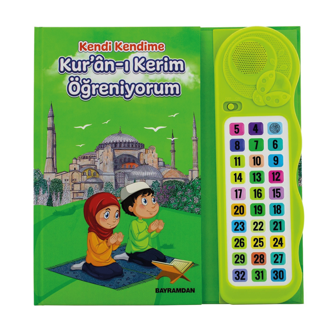 kuranogreniyorum-kitap-resimli-yesil Çocuklar İçin Kur’an-ı Kerim Öğreniyorum Cihaz – Sesli Resimli Kitap Seti (Yeşil) - Görsel 1