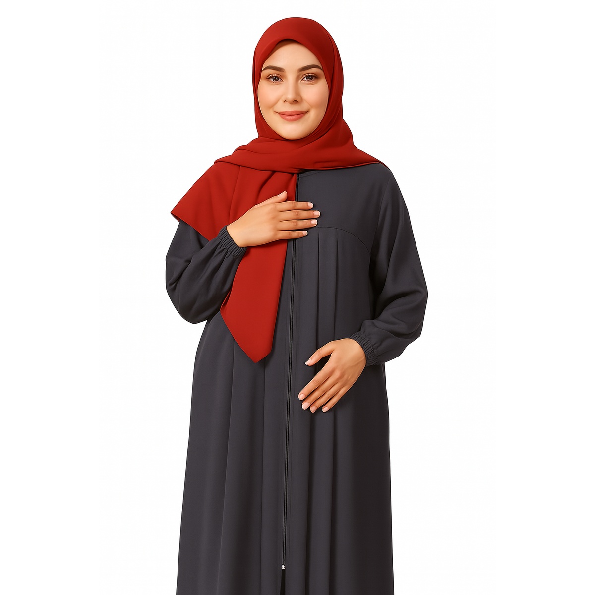 ortalanmis_1200x1200 Düz Robalı Ferace – Medine İpeği, Gri, 4 Mevsim Kullanım - Görsel 1