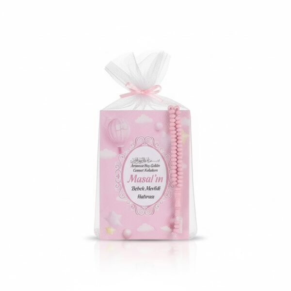 Düşler Model Pembe Renkli Tül Kese İçerisinde Yasin Kitabı ve Tesbih