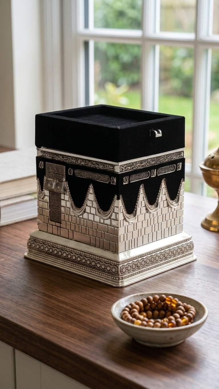 pomelli-image - 2026-03-31T235401.528 Kabe Kur’an Kabı Gümüş – Dekoratif Kuran Kutusu (18x21 cm) - Görsel 1