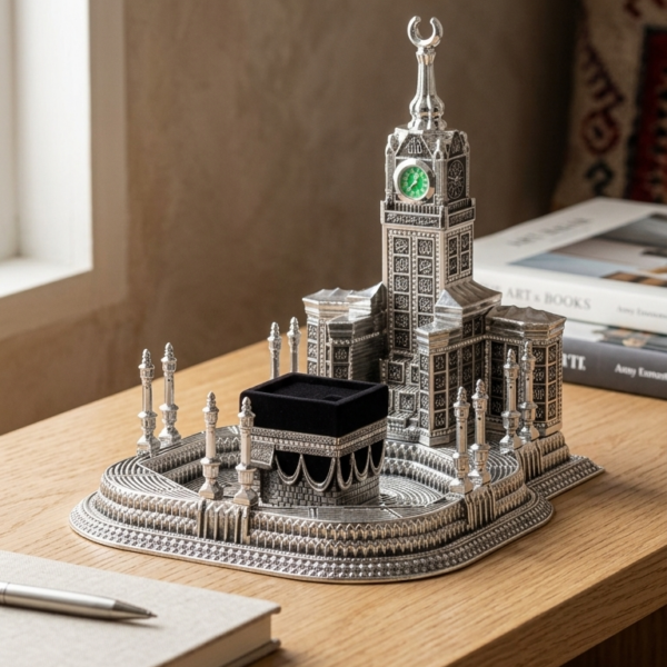 Mescid-i Haram Maketi Gümüş – Dekoratif İslami Obje (28x26 cm)